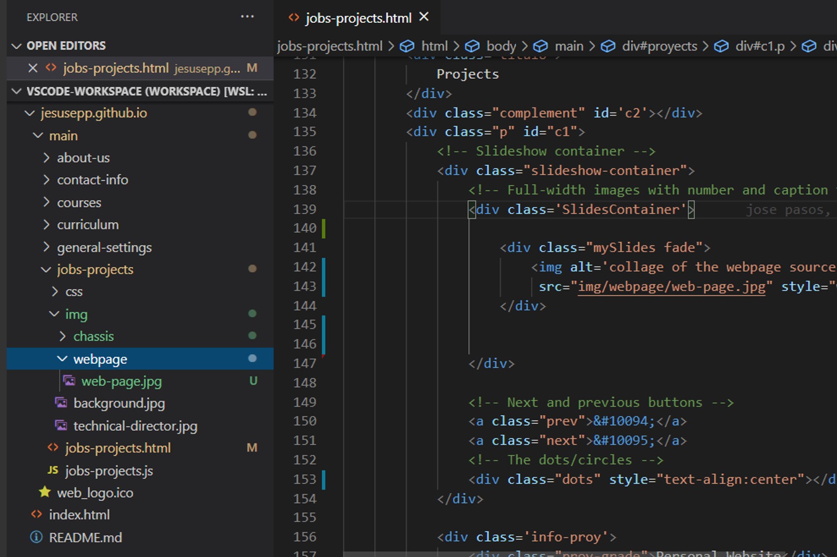 A screen of the workflow for the project